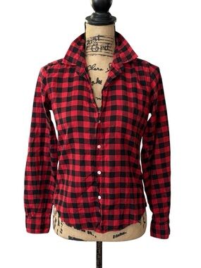 Frank & Eileen Barry Button Down Shirt Buffalo Plaid Red Black Size XS